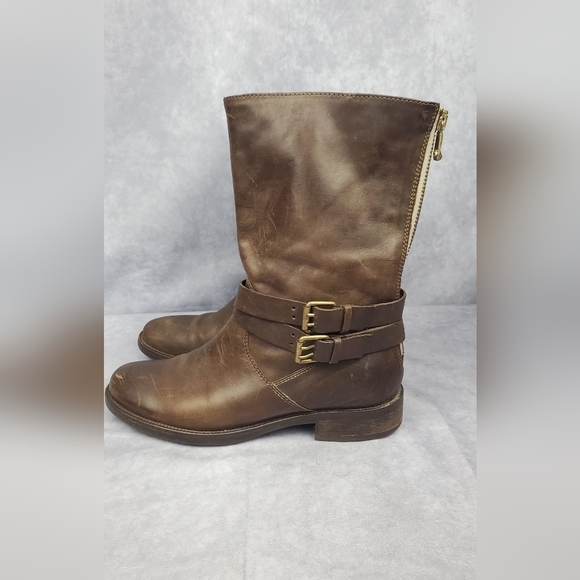 J. Crew Women's size 8.5 Boho Cowboy Western boots engineer brown leather rugged - Picture 1 of 15